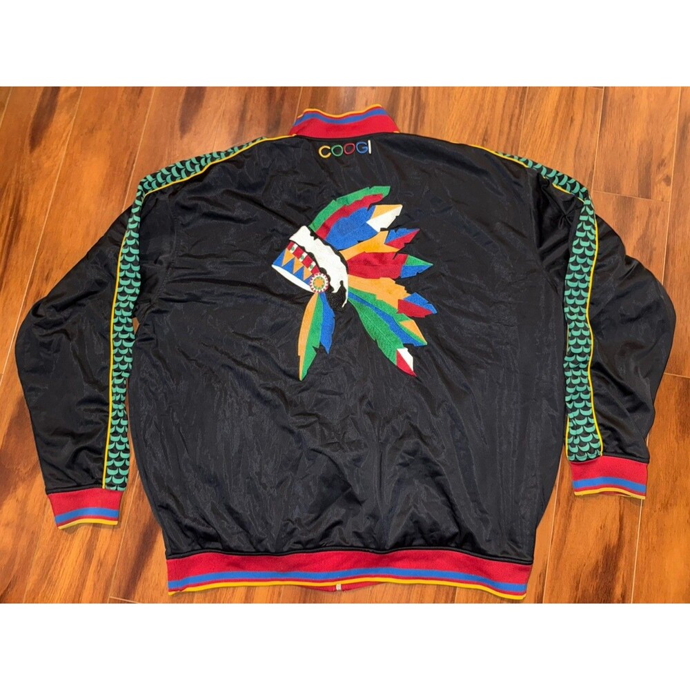 Coogi 5XL Track Jacket Headdress Logo Black Colorful Retro Zip Up VTG Style